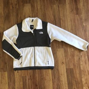 White and Grey North Face Coat
